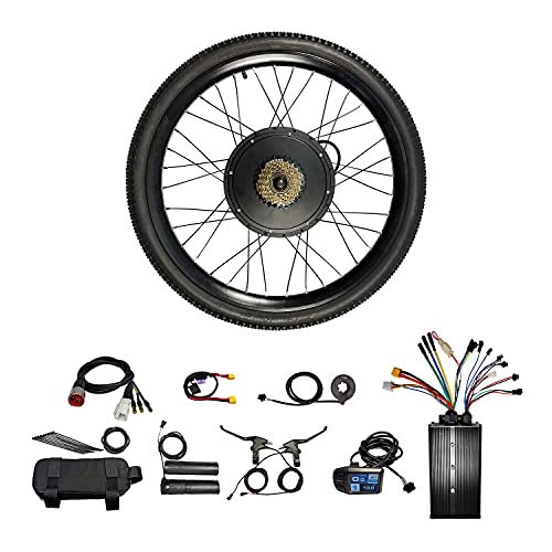 HYCy eBike 36V 1200W 48V 1500W 26 Pulgadas, 27.5 Pulgadas, 29er Kits de conversión de Rueda Trasera + 36V 19.2AH o 48V 19.2AH o 52V 19.2AH Batería Polly (29er Rueda Trasera 52V 19.2AH b