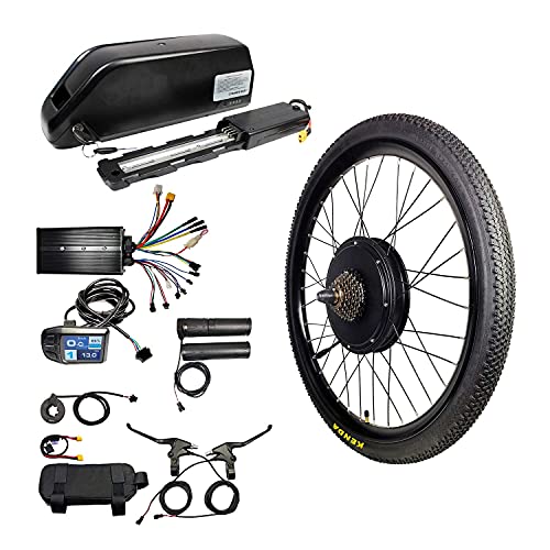 HYCy eBike 36V 1200W 48V 1500W 26 Pulgadas, 27.5 Pulgadas, 29er Kits de conversión de Rueda Trasera + 36V 19.2AH o 48V 19.2AH o 52V 19.2AH Batería Polly (29er Rueda Trasera 52V 19.2AH b