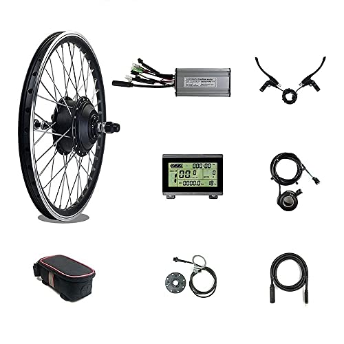 HYCy Kit de conversión ebike 48V 500W Motor de Cubo de Engranaje sin escobillas de Rueda Delantera, Ruedas 27.5 Pulgadas para Kit de conversión de Bicicleta eléctrica, con Pantalla LCD3