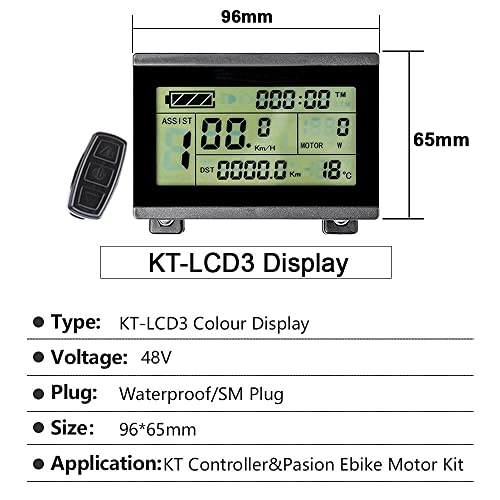 HYCy Kit de conversión ebike 48V 500W Motor de Cubo de Engranaje sin escobillas de Rueda Delantera, Ruedas 27.5 Pulgadas para Kit de conversión de Bicicleta eléctrica, con Pantalla LCD3