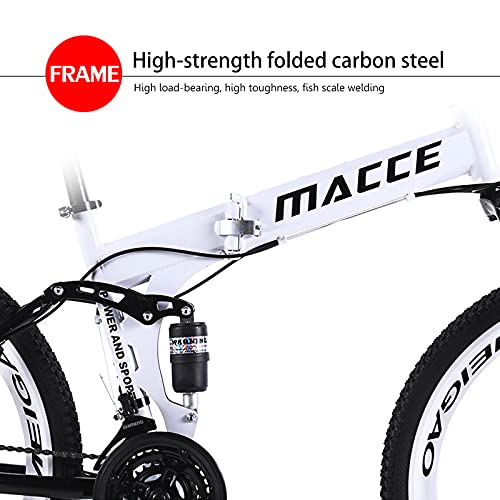 Hyhome Bicicletas de montaña plegables para adultos, ruedas de 26 pulgadas, 3 radios de 27 velocidades, bicicleta de freno de disco dual para hombres y mujeres (Blcak)