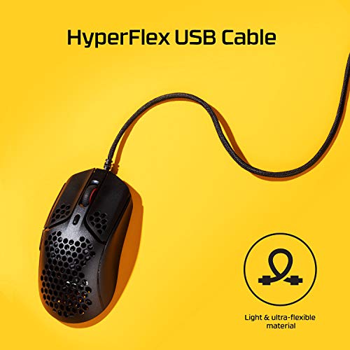 HyperX Pulsefire Haste – Ratón para juegos – Ultraligero, 59 g, carcasa con patrón de panal de abejas, diseño hexagonal, cable HyperFlex, hasta 16.000 PPP, 6 botones programables