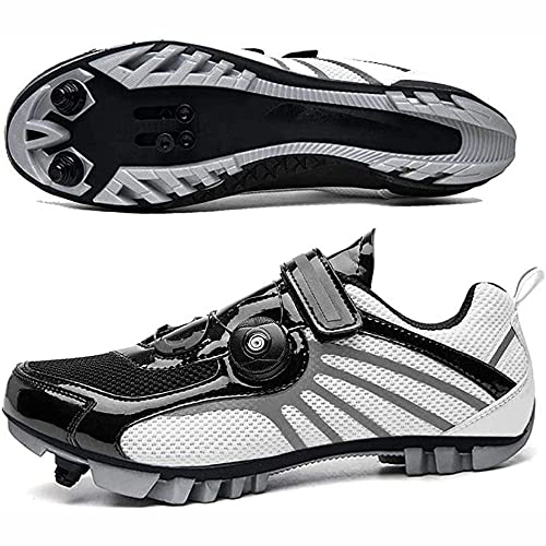 HYQW MTB SPD Ciclismo Zapatos para Hombres Mujeres Ideal para Bicicletas De Montaña XC Ciclocross Bikes Incluidos Triatlón De Carretera En Bicicleta Ciclismo O Interior VIIPOO,Gray-36EU