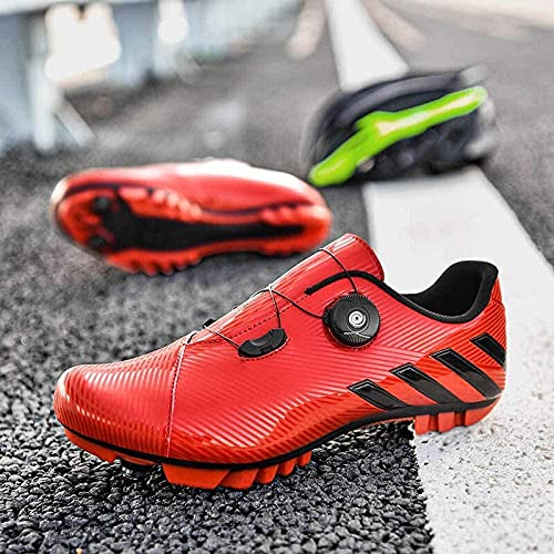 HYQW SPD MTB Zapatillas De Ciclismo para Hombres Mujeres Ideal para Montaña Cyclo Cross Country XC Bicicletas Incluidas VIIPOO,Red-39 EU