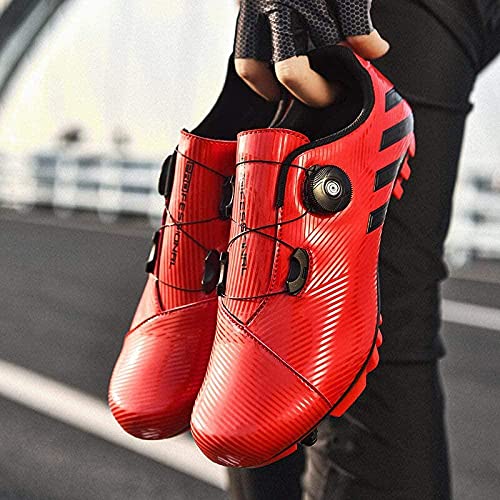 HYQW SPD MTB Zapatillas De Ciclismo para Hombres Mujeres Ideal para Montaña Cyclo Cross Country XC Bicicletas Incluidas VIIPOO,Red-39 EU