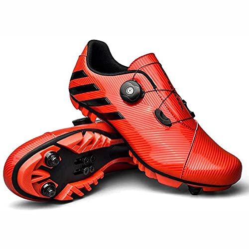 HYQW SPD MTB Zapatillas De Ciclismo para Hombres Mujeres Ideal para Montaña Cyclo Cross Country XC Bicicletas Incluidas VIIPOO,Red-39 EU