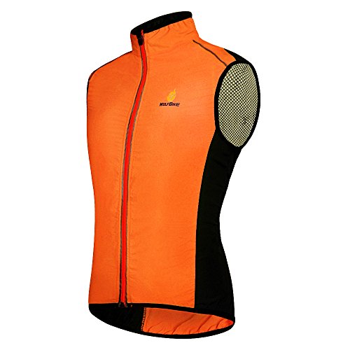 HYSENM Chaleco sin mangas para ciclismo y bicicleta de montaña Cortavientos Transpirable Reflectante Poliéster L Naranja