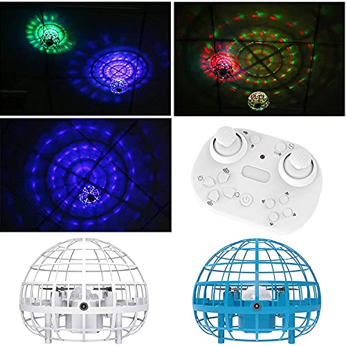 HYZHYZ Pelota de Vuelo, Alivio de estrés Recargable Ruta Libre de la Ruta Tops Bola de Mosca con Luces, descompresión Creativa Pelota de helicóptero Volador Interactivo,Blanco