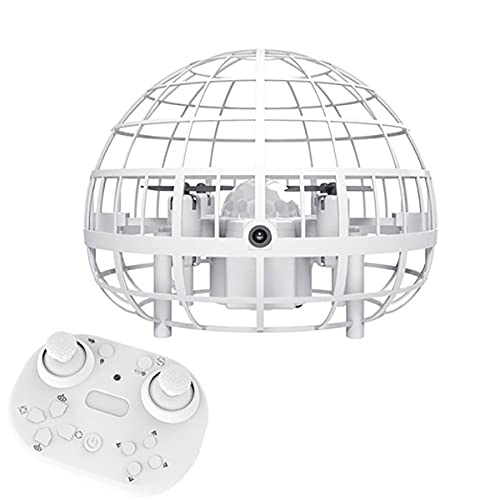 HYZHYZ Pelota de Vuelo, Alivio de estrés Recargable Ruta Libre de la Ruta Tops Bola de Mosca con Luces, descompresión Creativa Pelota de helicóptero Volador Interactivo,Blanco