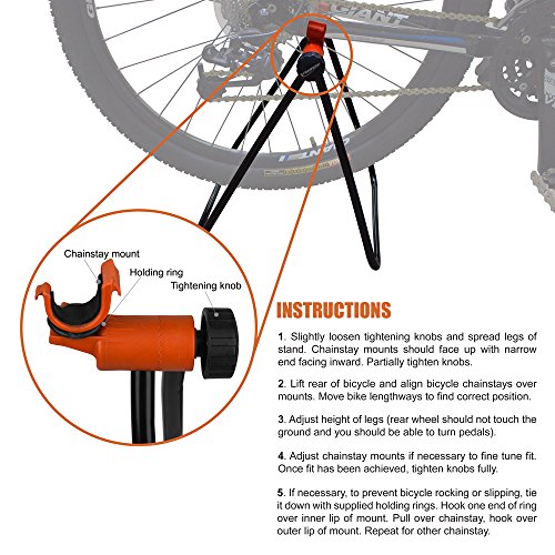 Ibera Soporte De Bicicleta Uso Fácil, Altura Ajustable, Soporte Mecánico Plegable para Reparación Y para Almacenamiento De Bicicleta