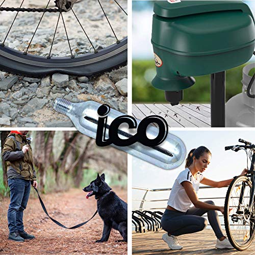 ICO - Cartuchos CO2 16g con Rosca - Compatible con Inflador Bomba CO2 - Permite Inflar Neumáticos de Bicicletas de Montaña Y De Carretera - Pack de 10