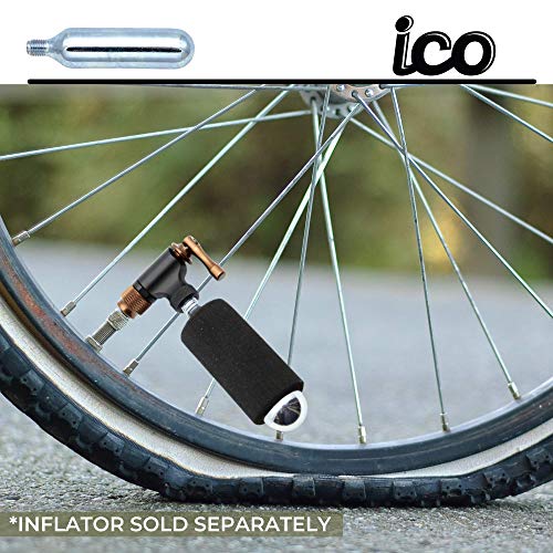 ICO - Cartuchos CO2 16g con Rosca - Compatible con Inflador Bomba CO2 - Permite Inflar Neumáticos de Bicicletas de Montaña Y De Carretera - Pack de 10