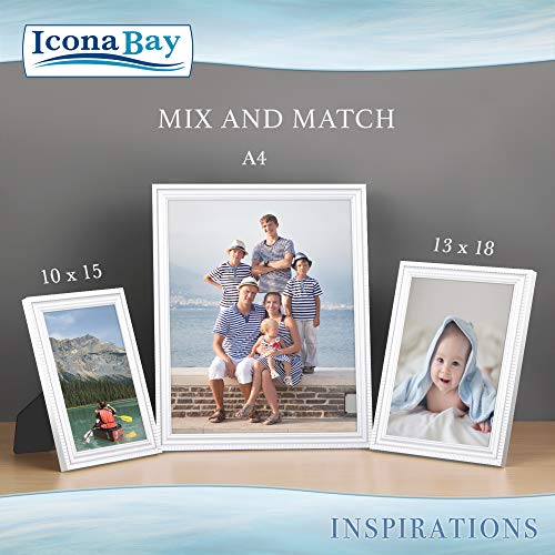 Icona Bay 10x15cm Picture Frames (White, 6 Pack), Beautifully Detailed Molding, Picture Frame Set, Wall Mount or Table Top, Inspirations Collection