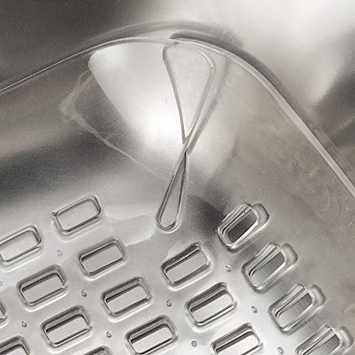 iDesign Alfombrilla escurreplatos, protector de fregadero grande de plástico PVC para fregaderos de cocina, rejilla escurreplatos con orificios de drenaje, transparente