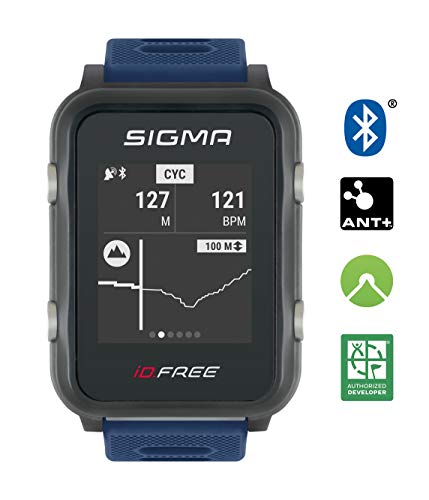 iD.FREE reloj multideportivo con GPS para el aire libre y navegación, notificaciones inteligentes, Geocaching, medición de pulso en la muñeca, a prueba de agua, incl. soporte para bicicleta, blue