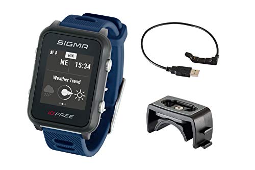 iD.FREE reloj multideportivo con GPS para el aire libre y navegación, notificaciones inteligentes, Geocaching, medición de pulso en la muñeca, a prueba de agua, incl. soporte para bicicleta, blue