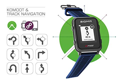 iD.FREE reloj multideportivo con GPS para el aire libre y navegación, notificaciones inteligentes, Geocaching, medición de pulso en la muñeca, a prueba de agua, incl. soporte para bicicleta, blue