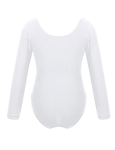 IEFIEL Maillot Manga Larga de Danza Ballet para Niña Maillot Elástica de Gimnasia Ritmica Mono Ajustado de Baile Clásico Disfraz de Bailarina Niña Body Ballet Niña Blanco 6 años