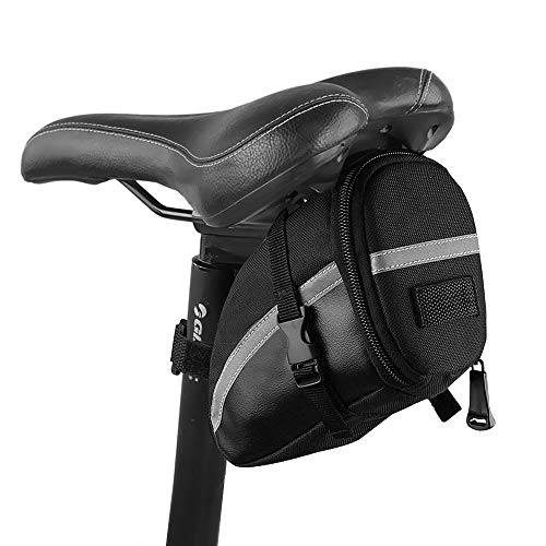 iKALULA Bolsa de Sillín de Bicicleta, Bolsa Bicicleta Impermeable Alforja bajo Asiento para MTB Bicicleta Carretera Bolsa Porta Herramientas - Negro