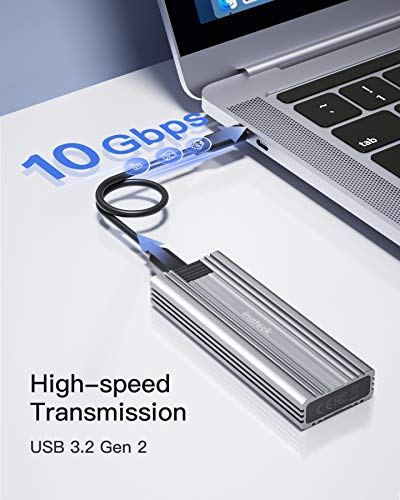 Inateck Carcasa para Disco Duro M.2 NVMe transmisión de 10Gbps USB 3.2 Gen 2, Compatible con M.2 SATA y SSD NVMe (2230, 2242, 2260, 2280) con Cable USB A a C y USB C a C, sin Herramientas, FE2025