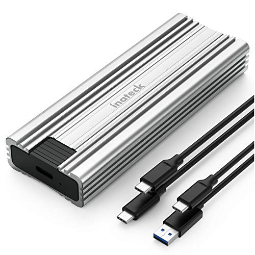 Inateck Carcasa para Disco Duro M.2 NVMe transmisión de 10Gbps USB 3.2 Gen 2, Compatible con M.2 SATA y SSD NVMe (2230, 2242, 2260, 2280) con Cable USB A a C y USB C a C, sin Herramientas, FE2025