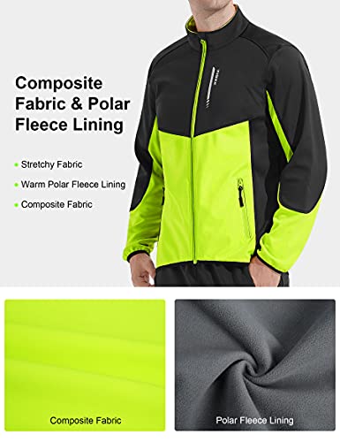 INBIKE Chaqueta Soft Shell de Ciclismo y Senderismo para Hombre Maillot Deportivo Cortavientos Impermeable Cuello Alto con 2 Bolsillos, M Verde