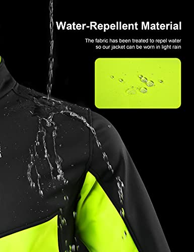 INBIKE Chaqueta Soft Shell de Ciclismo y Senderismo para Hombre Maillot Deportivo Cortavientos Impermeable Cuello Alto con 2 Bolsillos, M Verde