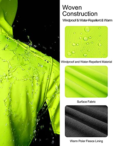 INBIKE Chaqueta Softshell de Ciclismo para Hombre con Capuchca Cortavientos Transpirable Impermeable Térmica, L VERDE