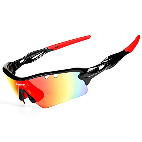 Inbike Gafas de Sol Polarizadas Para Ciclismo con 5 Lentes Intercambiables Uv400 y Montura de Tr-90, Gafas Para Mtb Bicicleta Montaña 100% de Protección Uv(Negro)