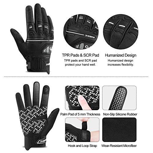 INBIKE Guantes Bicicleta Montaña Bici MTB Protección Largos Ciclismo Hombre Mujer Resistente Invierno Verano Pantalla Táctil Blanco M