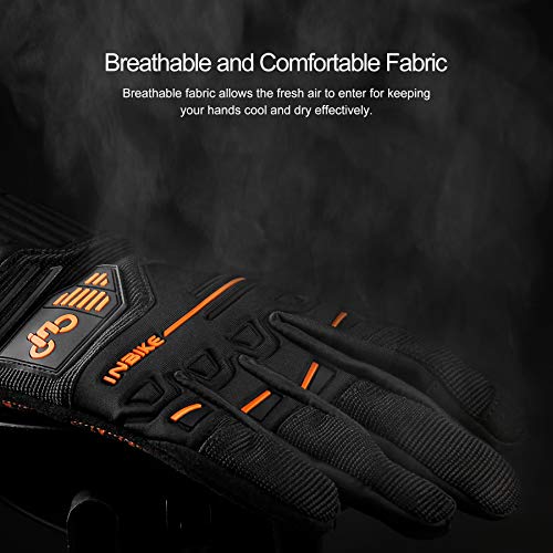 INBIKE Guantes Bicicleta Montaña Bici MTB Protección Largos Ciclismo Hombre Mujer Resistente Invierno Verano Pantalla Táctil Naranja M