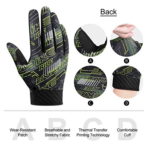 INBIKE Guantes Bicicleta Montaña Largos MTB Deportivos Ciclismo Hombre Adulto Carretera Trekking Táctil Bici Invierno Verano Trabajo Telefono Móvil Verde S