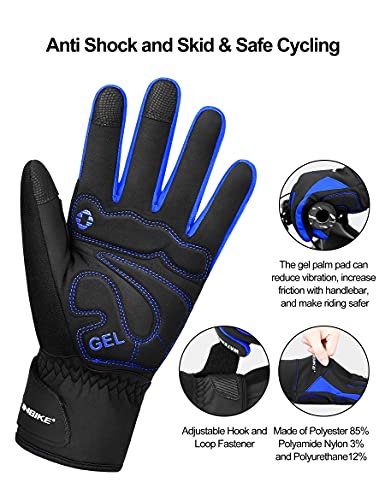 INBIKE Guantes Calientes De Ciclismo De Invierno, Guantes De Pantalla Táctil para Hombre con Dedos Completos Cortavientos E Impermeable(Azul,M)