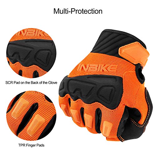 INBIKE Guantes Ciclismo Hombre Largo Guantes Bicicleta Carretera Pantalla Táctil Acolchado Antideslizante, Unisex Adulto(Naranja-L)