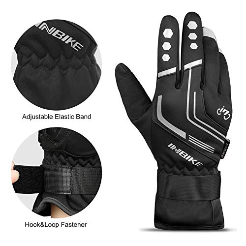 INBIKE Guantes Ciclismo Hombre para Invierno Guantes De Pantalla Táctil para Bicicleta Carretera MTB con Membrana Impermeable, AislamientoTérmico y Forro Polar(Negro,XL)