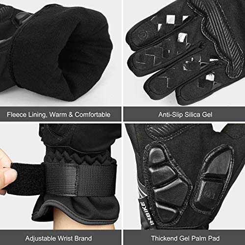 INBIKE Guantes Ciclismo Hombre para Invierno Guantes De Pantalla Táctil para Bicicleta Carretera MTB con Membrana Impermeable, AislamientoTérmico y Forro Polar(Negro,XL)