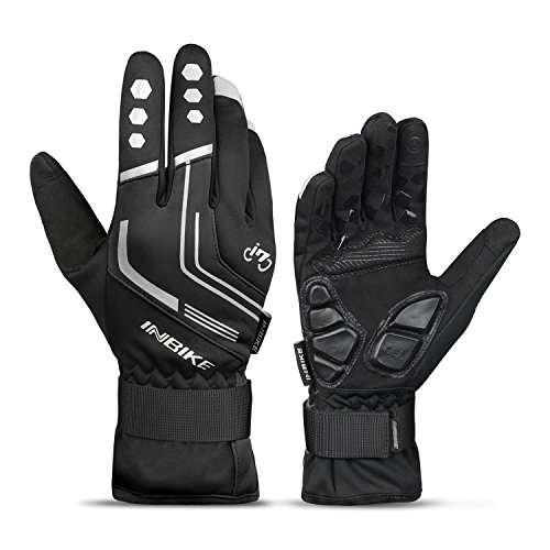 INBIKE Guantes Ciclismo Hombre para Invierno Guantes De Pantalla Táctil para Bicicleta Carretera MTB con Membrana Impermeable, AislamientoTérmico y Forro Polar(Negro,XL)