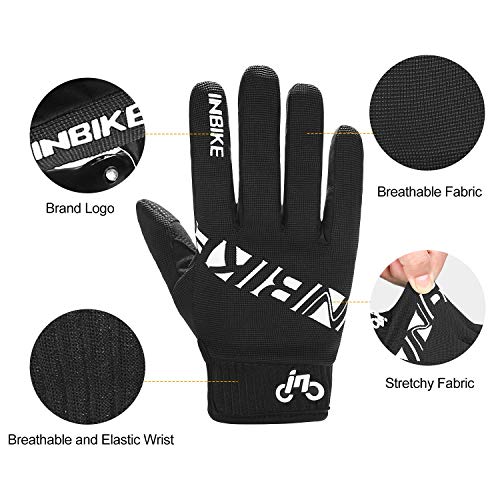 INBIKE Guantes MTB Dedos Largos para Hombre con La Funcionalidad De Pantalla Táctil, Guantes De Ciclismo Bicicleta Montaña Ciclista Bici Btt para Entretiempo(Negro-XL)