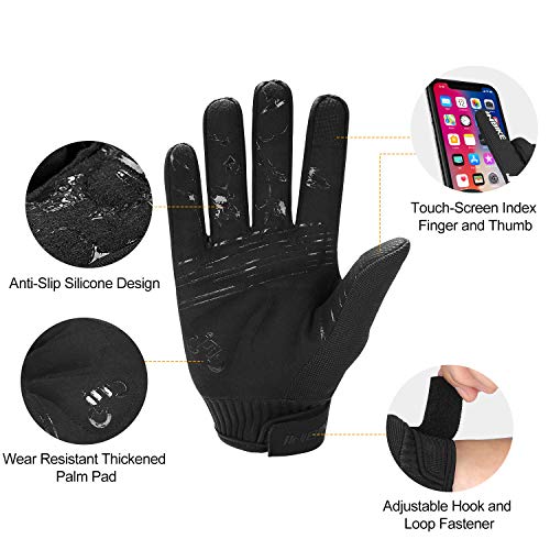 INBIKE Guantes MTB Dedos Largos para Hombre con La Funcionalidad De Pantalla Táctil, Guantes De Ciclismo Bicicleta Montaña Ciclista Bici Btt para Entretiempo(Negro-XL)