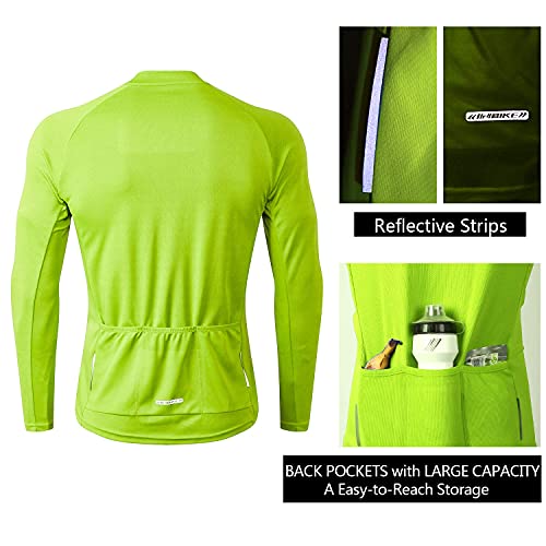 INBIKE Maillot Bicicleta Hombre Jersey Ciclismo con Mangas Largas Camiseta Interior Ciclista para Invierno(Verde, 2XL)