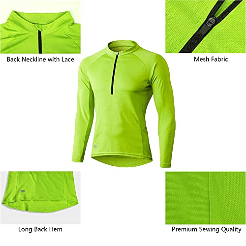 INBIKE Maillot Bicicleta Hombre Jersey Ciclismo con Mangas Largas Camiseta Interior Ciclista para Invierno(Verde, 2XL)