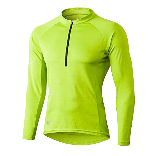 INBIKE Maillot Bicicleta Hombre Jersey Ciclismo con Mangas Largas Camiseta Interior Ciclista para Invierno(Verde, 2XL)