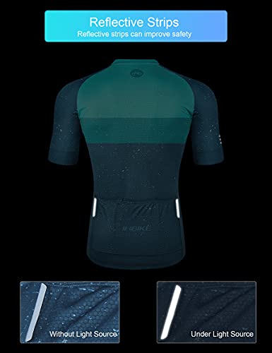 INBIKE Maillot Ciclismo Hombre Camiseta Manga Corta Verano Bicicleta Carretera Azul Simple Elegante, S Azul&Verde