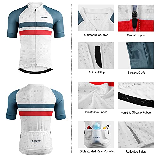 INBIKE Maillot Ciclismo Hombre Verano Camisetas Bicicleta Montaña Ropa MTB Transpirable con Bosillos Equipación de Ciclista Traje Bici Blanco XXXL