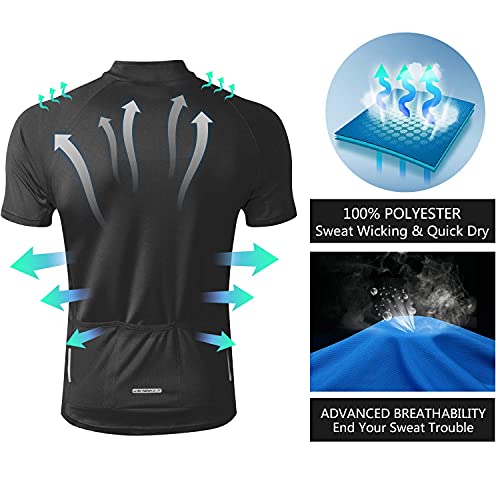 INBIKE Maillot Ciclismo Hombre Verano Transpirable Elástico Ropa Bicicleta MTB Camiseta Ciclismo Manga Corta 100% Poliéster(Negro,M)