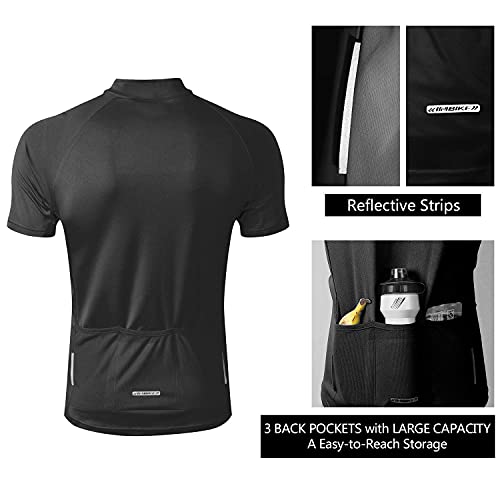 INBIKE Maillot Ciclismo Hombre Verano Transpirable Elástico Ropa Bicicleta MTB Camiseta Ciclismo Manga Corta 100% Poliéster(Negro,M)