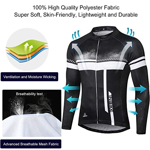 INBIKE Maillot Ciclismo Ropa Bicleta De Manga Larga para Hombre 100% Poliéster con Detalle Reflectante, L