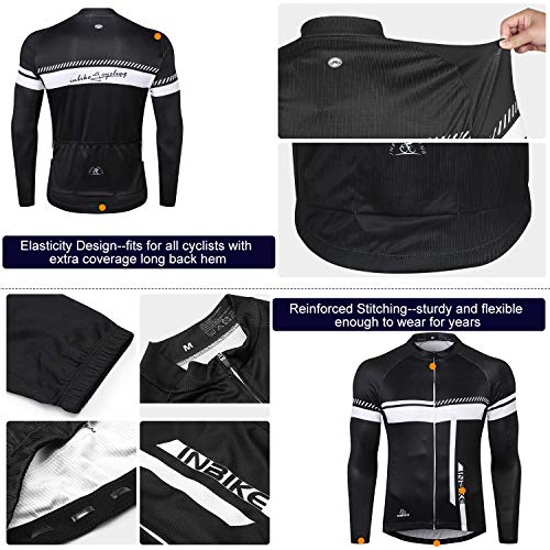 INBIKE Maillot Ciclismo Ropa Bicleta De Manga Larga para Hombre 100% Poliéster con Detalle Reflectante, L