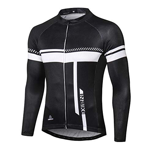 INBIKE Maillot Ciclismo Ropa Bicleta De Manga Larga para Hombre 100% Poliéster con Detalle Reflectante, L