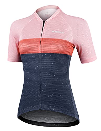 INBIKE Maillot de Ciclismo Deportivo para Mujer Verano Secado Rápido Bicicleta Carretera Rosa, S